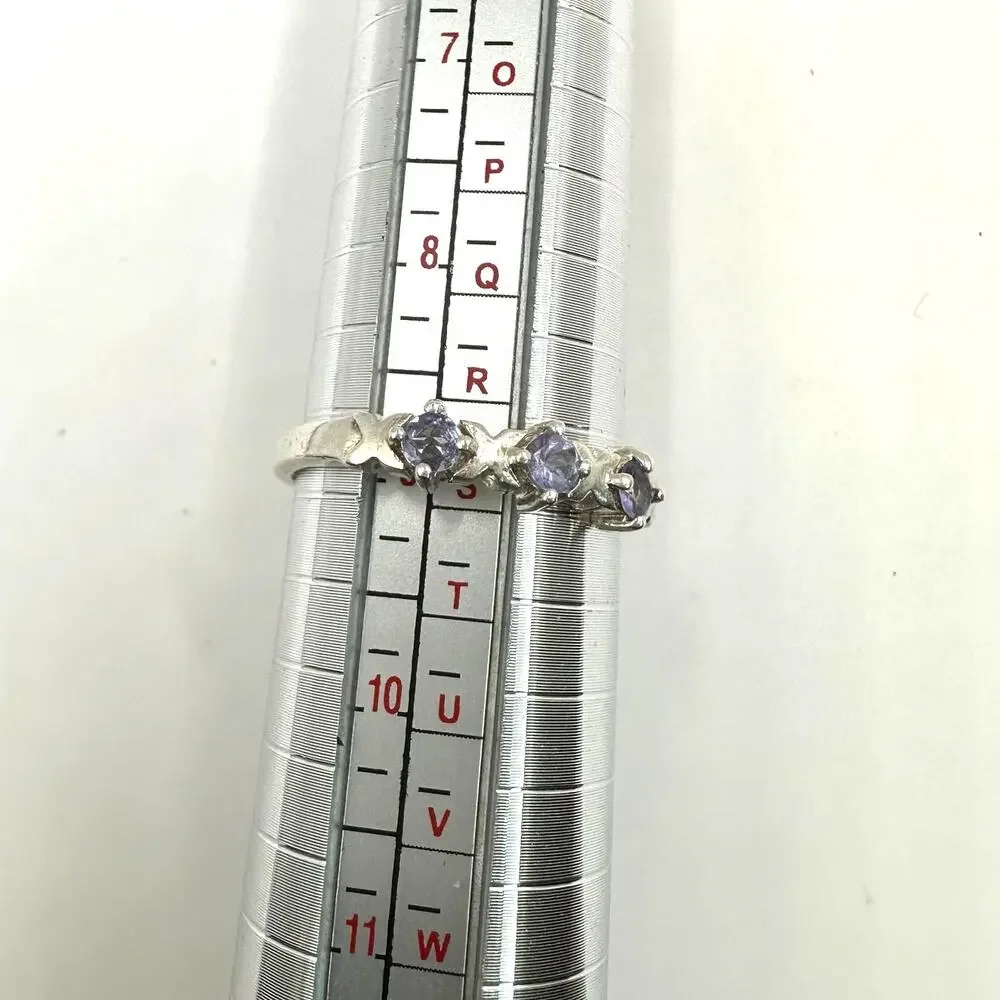 Clyde Duneier CID Silver ring purple Ring Vintage VTG Retro Size 9